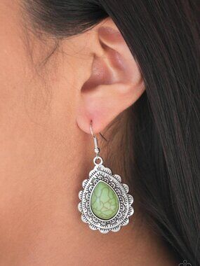 Paparazzi Jewelry Accessories - Mesa Mustang - Green Earrings - Vintage